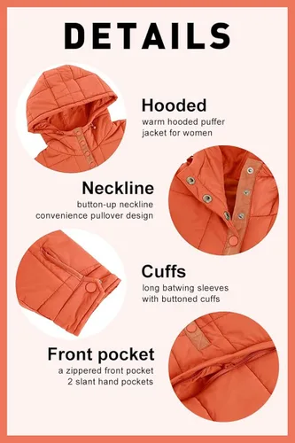 Vista 3 de chouyatou Chaqueta acolchada con capucha para mujer, abrigo de invierno de gran tamaño con capucha