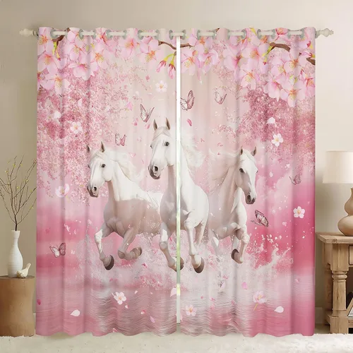 Vista 17 de Castle Fairy Daisy Florals Curtains for Living Room,Cartoon Wildflowers Window Drapes Bedroom Blackout,Retro Country Style Window Treatment Grommet