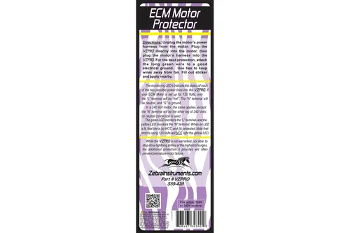 Vista 3 de Protector de motor Zebra Instruments # VZPRO ECM Protección contra sobretensiones para 120 – 240 voltios GE & GENTEQ 5-PIN ECM MOTORES.