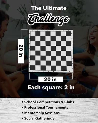 Vista 6 de Juego de ajedrez de torneo de mejor valor: piezas de ajedrez rellenas y tablero de ajedrez de vinilo negro enrollable