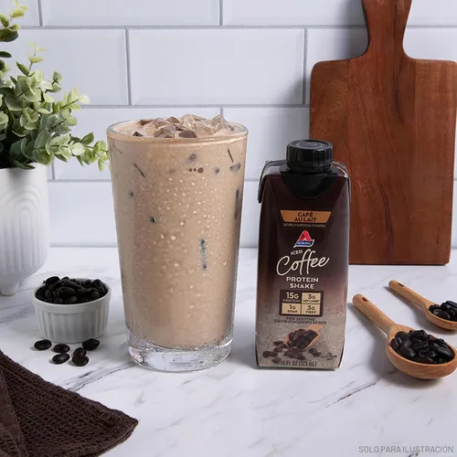 Vista 5 de Atkins Café au Lait - Batido de proteínas con sabor a café helado, batido alto en proteínas, bajo en azúcar, bajo en carbohidratos y bajo en azúcar