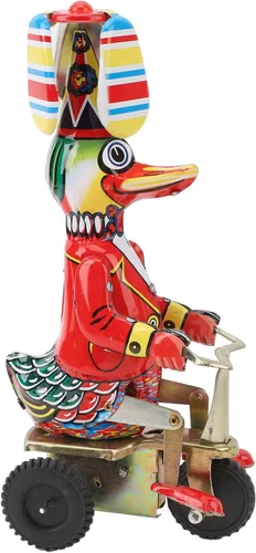 Vista 5 de Tbest Juguete de hojalata mecánica, juguete de pato en lata, hecho a mano, delicado reloj retro, juguete de cuerda para adultos, colecciones