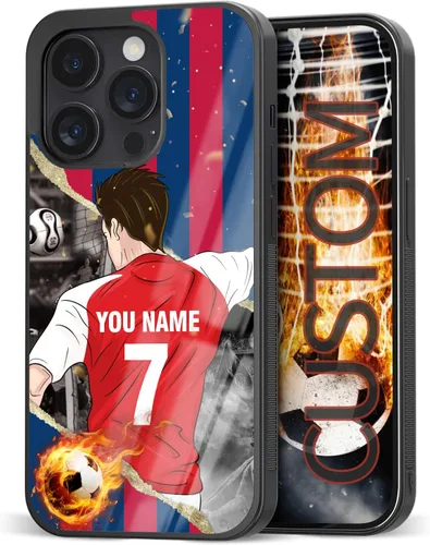 Vista 21 de Fundas personalizadas con nombre y número de fútbol para iPhone 11, 12, 13, 14, 15, 16, 17, 16 Pro Max Plus Mini, Samsung Galaxy Note10 Note20 S8 9