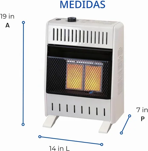 Vista 6 de ProCom - Calentador de placa infrarroja de gas natural sin ventilación con pies de base - 10,000 BTU, control con termostato - Modelo # MN100TPA-B