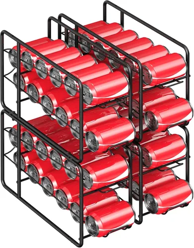 Vista 8 de MOOACE Paquete de 4 Estantes Dispensadores de Latas, Organizador Soporte Apilable de Almacenamiento de Latas para Alimentos Enlatados Gabinete