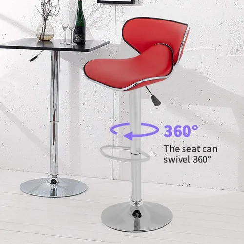 Vista 6 de Vnewone Taburetes de bar modernos de altura de mostrador, juego de 2 taburetes de bar giratorios, asiento ajustable en altura con respaldo, comedor