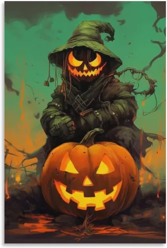 Vista 25 de HHGaoArt Lienzo gótico para pared, póster de fantasmas de Halloween, imagen espeluznante en lienzo