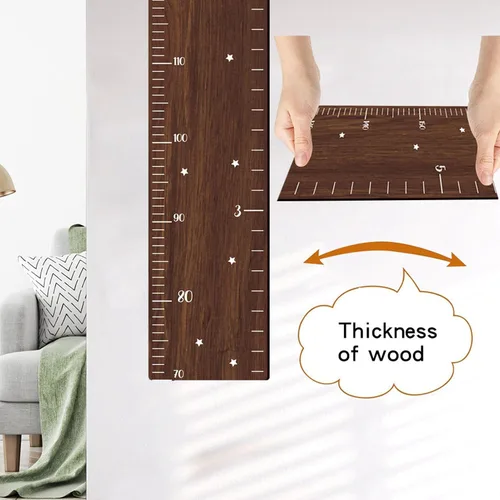 Vista 8 de Wooden Ruler Growth Chart, Height Measurement Ruler, Walnut Wood Height Chart with Measuring Tape, Installation Growth Chart for Toddlers Bedroom