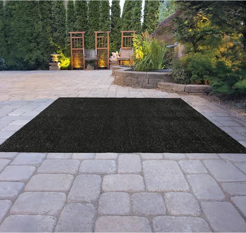 Vista 2 de Garland Rug Alfombra de césped artificial de 5 pies x 8 pies, grande para interiores/exteriores, color negro - Negro exuberante, duradera y de bajo