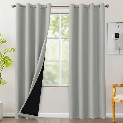 Vista 12 de BONZER - Juego de 4 paneles de cortinas 100% opacas, cortinas de ventana con aislamiento térmico y bloqueo de luz, de 63 pulgadas de largo, cortina