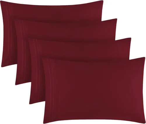 Vista 11 de Mellanni Juego de fundas de almohada, 4 fundas de almohada de la colección Iconic Collection, extra suaves, refrescantes, resistentes a las arrugas