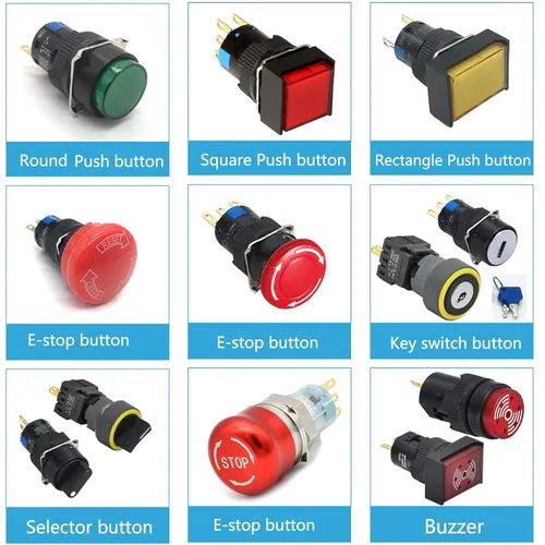 Vista 5 de 3 unids 0.630 in interruptor de botón momentáneo rectángulo 12V DC LED luz verde certificación UL 5/8 "agujero de montaje 1NO 1NC SPDT 5pin