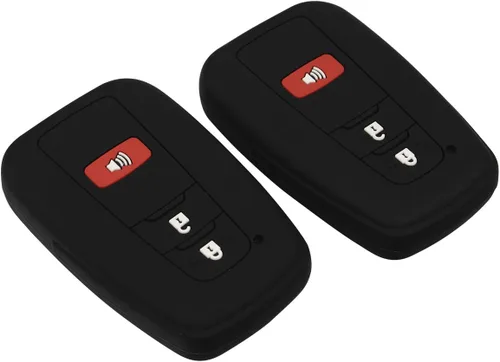 Vista 7 de Funda para llavero para Toyota Corolla Hatchback RAV4 XLE Prius de 3 botones 2019-2022, negro y negro Negro Negro