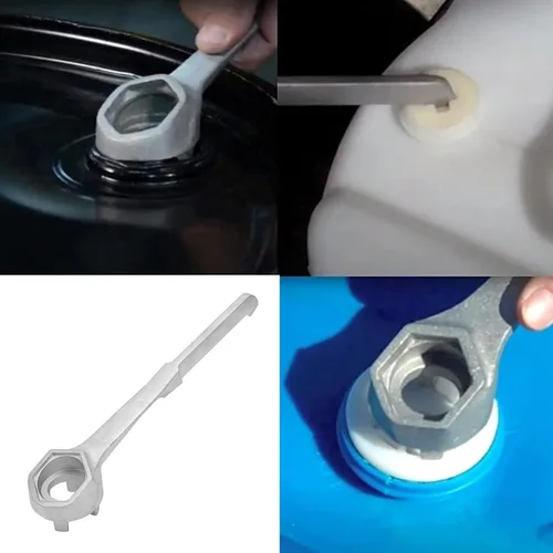 Vista 6 de Llave de tambor y llave de aluminio, ajuste universal para abrir tambores de 10, 15, 20, 30, 55 galones, ligera y resistente, ideal