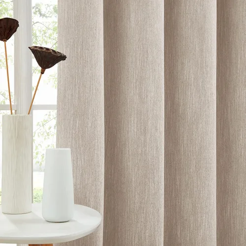 Vista 50 de Melodieux Elegantes cortinas opacas de algodón para oscurecer la habitación, para sala de estar, dormitorio, con aislamiento térmico, paneles