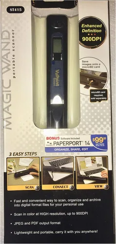 Vista 2 de VuPoint Solutions Magic Wand, escáner portátil., Negro Paquete de 1