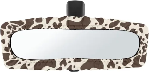 Vista 34 de Funda para espejo retrovisor de automóvil con estampado de vaca negro, protector de espejo retrovisor automático elástico