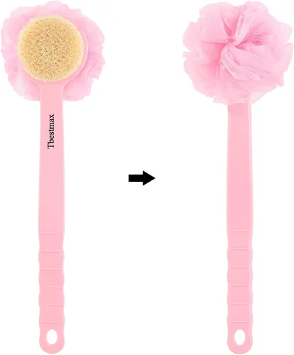 Vista 3 de Tbestmax Esponja de esponja para la espalda, cepillo de cuerpo de ducha de mango largo con esponja de malla suave para mujeres, baño exfoliante