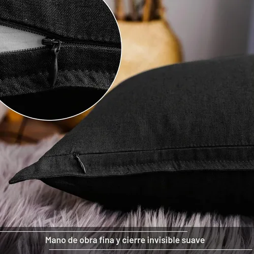 Vista 5 de Jeanerlor Funda de almohada decorativa de lino y algodón sólido de 18 x 18 pulgadas con cremallera, funda de cojín europea, funda de almohada