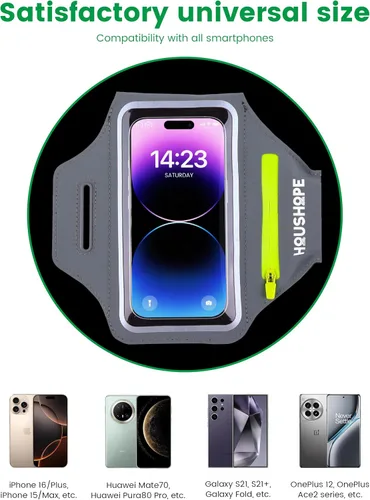 Vista 3 de Brazalete para correr con brazalete de teléfono celular para iPhone 17 16 Pro 15 14 13 Plus XR XS, Galaxy S24/S10 resistente al agua Funda