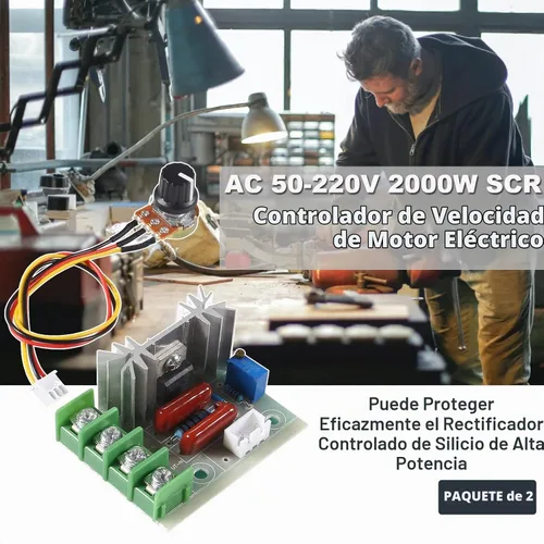 Vista 2 de Regulador de voltaje de CA de 2 piezas, módulo regulador de voltaje eléctrico SCR de 50-220 V de 2000 W, regulador de temperatura, regulador de 2