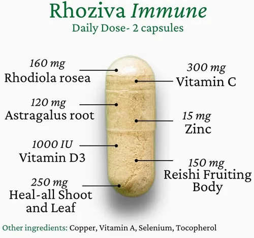 Vista 3 de Apoyo inmunológico, potenciador de energía con vitamina C, D3 y suplemento de zinc, Rhodiola Rosea, extracto de hongo reishi, astrágalo, bienestar