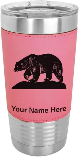 Vista 9 de LaserGram Vaso aislado al vacío de 20 onzas, oso polar, grabado personalizado incluido (piel sintética, estilo béisbol)