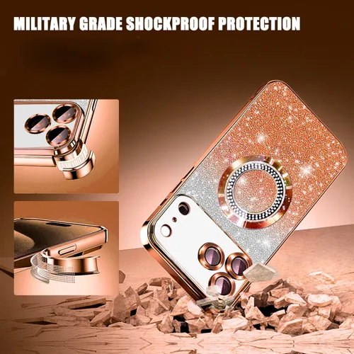 Vista 346 de Misscase Funda magnética con purpurina para iPhone 11 compatible con MagSafe, protección completa, delgada, a prueba de golpes, antiarañazos