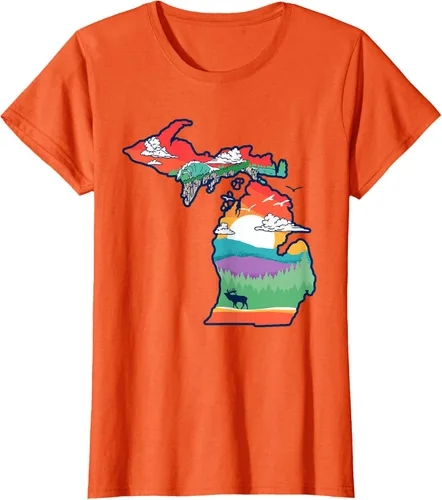 Vista 51 de Michigan Outside - Camiseta con ilustración artística