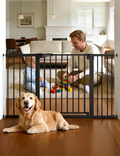 Vista 17 de Babelio - Puerta de bebé de 73-109 cm, con cierre automático, fácil de instalar, puerta de seguridad extra ancha para mascotas, Walk Thru