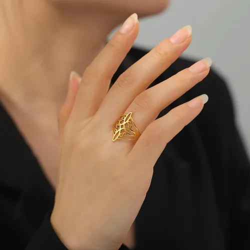 Vista 9 de UNIFT Anillo de nudo de bruja para mujer, acero inoxidable, celta, cuaternario, Wicca, estilo geométrico, anillo de nudo de brujería, amuleto