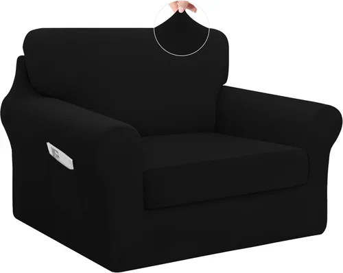 Vista 32 de Easy-Going - Funda elástica para sofá (7 piezas), tamaño XL, color negro Juego de funda de sofá lavable para 3 cojines de respaldo y asiento