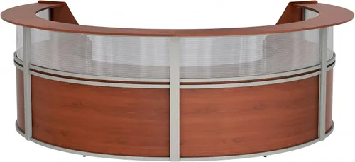 Vista 19 de Linea Italia Oficina curvada, transparente, fácil de montar, mostrador de recepción de 3 paneles para vestíbulo, salón, 142 x 71 pulgadas