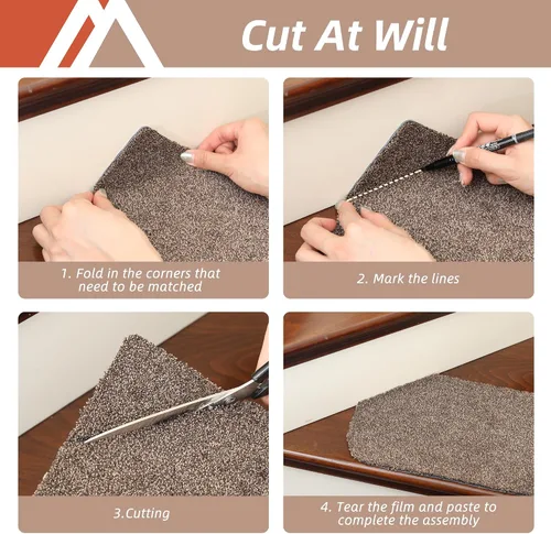 Vista 4 de Cosy Homeer - Alfombra antirresbalante para escaleras, de 30.0 x 8.0 in, para escalones de madera, alfombras para niños y perros, 100% poliéster, 15