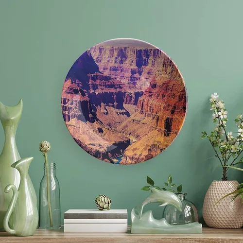 Vista 5 de Plato decorativo de 6 pulgadas, artesanía de cerámica del cañón, Gran Cañón en Arizona, Sublime impresión tribal paisaje de cerámica para colgar