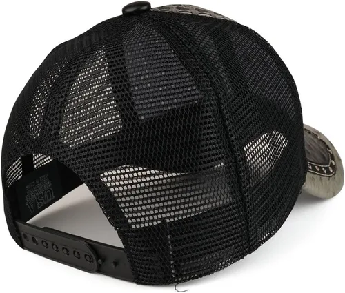 Vista 3 de Trendy Apparel tienda paja diseño metálico Rodeo Cowboy caballo Logo de metal camionero de malla gorra de béisbol
