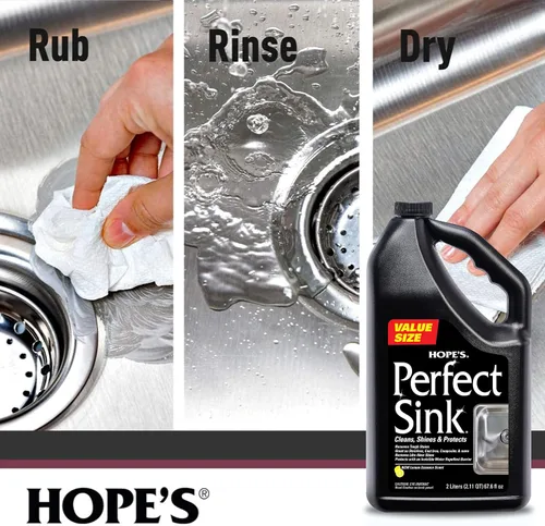 Vista 5 de HOPE'S Limpiador y Pulidor Perfecto para Fregaderos, Restaurador, Repelente al Agua, Elimina Manchas, Ideal para Acero Inoxidable Cepillado, Hierro