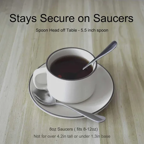 Vista 5 de DJ-WARE 6 cucharas de té pequeñas de 5.5 pulgadas, cucharaditas de mango corto para té dulce de 8 a 12 onzas y café con leche caliente, utensilios