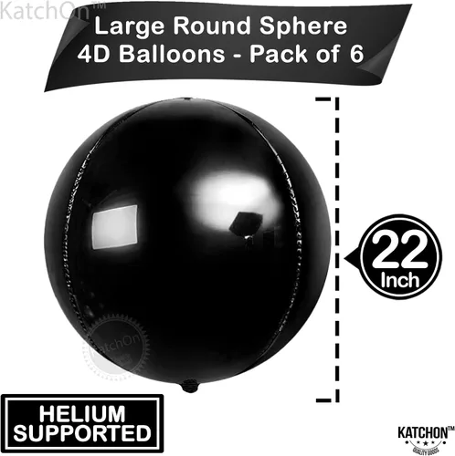 Vista 7 de KatchOn, Globo grande de aluminio dorado de 22 pulgadas, paquete de 6, globos gigantes negros metálicos, 22 pulgadas, paquete de 6, globos de Mylar