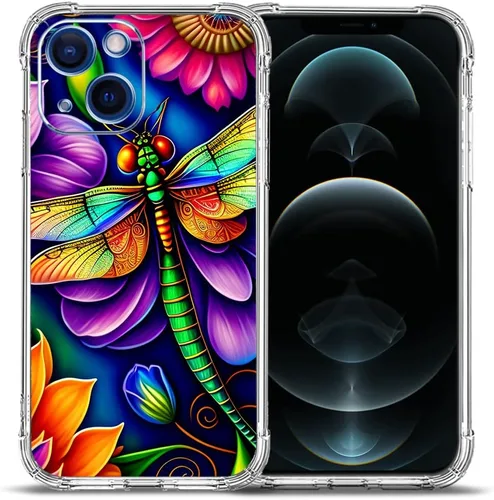 Vista 21 de Funda para iPhone 12, diseño de mariposas azules, rosas, protección contra caídas, a prueba de golpes, TPU de cuerpo completo, resistente a
