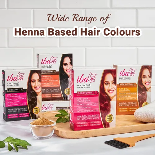 Vista 6 de Iba - Coloración de cabello castaño medio para mujer, bolsita de polvo 100 % pura a base de henna, color natural para el cabello y larga duración