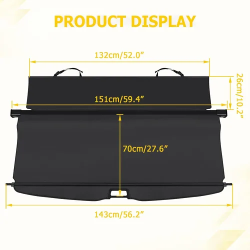 Vista 7 de AUXMART Cubierta de Carga para Toyota 4runner 2010-2024 Cubierta Trasera de Carga Cubierta de Maletero Retráctil Pantalla Protectora para Toyota