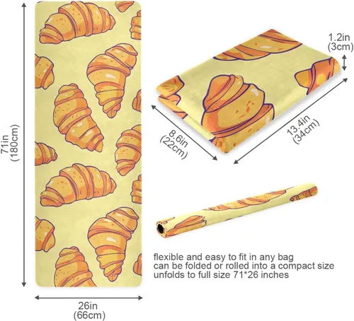 Vista 6 de Croissant Yoga Mat Non Slip Thick Kids Eco Friendly Rubber Workout Foldable Yoga Mat Women Exercise