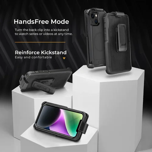 Vista 4 de MOTIVE Funda diseñada para iPhone 15 con clip para cinturón, funda magnética compatible con Magsafe, resistente y protección de grado militar