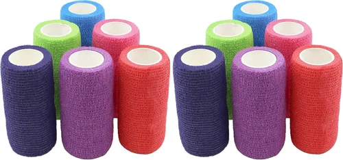 Vista 6 de Ever Ready First Aid Vendajes cohesivos autoadherentes de 4 pulgadas x 5 yardas, 6 unidades, colores arcoíris