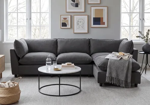 Vista 23 de Iroomy Oversized Modular Sectional Sofa, Chenille Cloud Couch, Deep Comfy Seat, 4-Seater Sofas, Couches, Living Room, Beige
