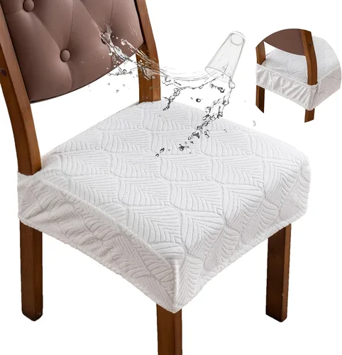 Vista 19 de Fundas de asiento para silla de comedor, extraíbles y lavables, juego de 2, fundas de cojín de asiento de silla de jacquard, protectores