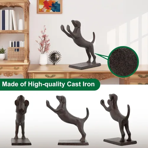 Vista 4 de Sujetalibros decorativos para perros, extremos únicos de hierro fundido con forma de animal para guardar libros resistentes, para decoración