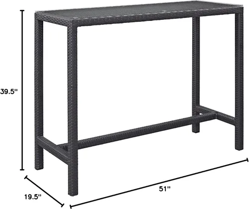 Vista 2 de Modway Convene - Mesa rectangular de mimbre para patio al aire libre, color espresso