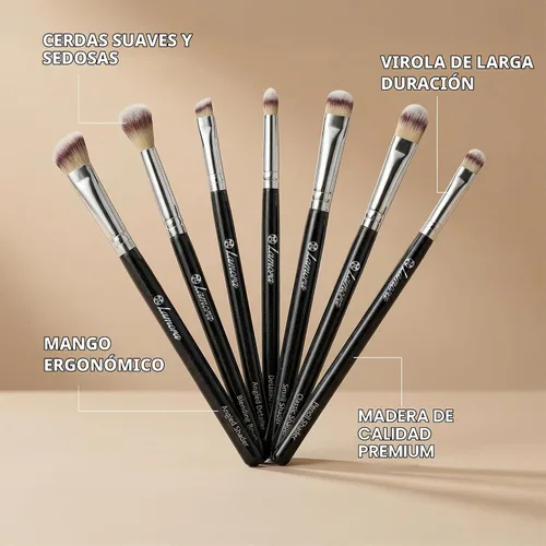 Vista 7 de Lamora Juego de brochas para sombra de ojos, brochas de maquillaje de ojos